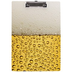 Texture Pattern Macro Glass Of Beer Foam White Yellow Art A4 Acrylic Clipboard by Semog4