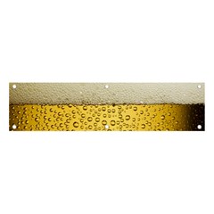 Texture Pattern Macro Glass Of Beer Foam White Yellow Art Banner And Sign 4  X 1  by Semog4