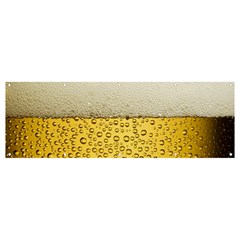 Texture Pattern Macro Glass Of Beer Foam White Yellow Art Banner And Sign 12  X 4  by Semog4