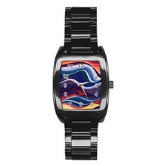 Wave Of Abstract Colors Stainless Steel Barrel Watch by Semog4