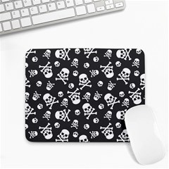 Skull-crossbones-seamless-pattern-holiday-halloween-wallpaper-wrapping-packing-backdrop Small Mousepad by Ravend