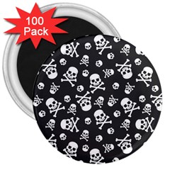 Skull-crossbones-seamless-pattern-holiday-halloween-wallpaper-wrapping-packing-backdrop 3  Magnets (100 Pack) by Ravend