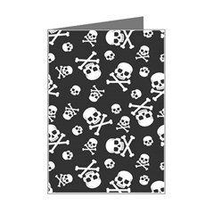 Skull-crossbones-seamless-pattern-holiday-halloween-wallpaper-wrapping-packing-backdrop Mini Greeting Card by Ravend