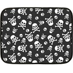 Skull-crossbones-seamless-pattern-holiday-halloween-wallpaper-wrapping-packing-backdrop Two Sides Fleece Blanket (Mini) 35 x27  Blanket Front