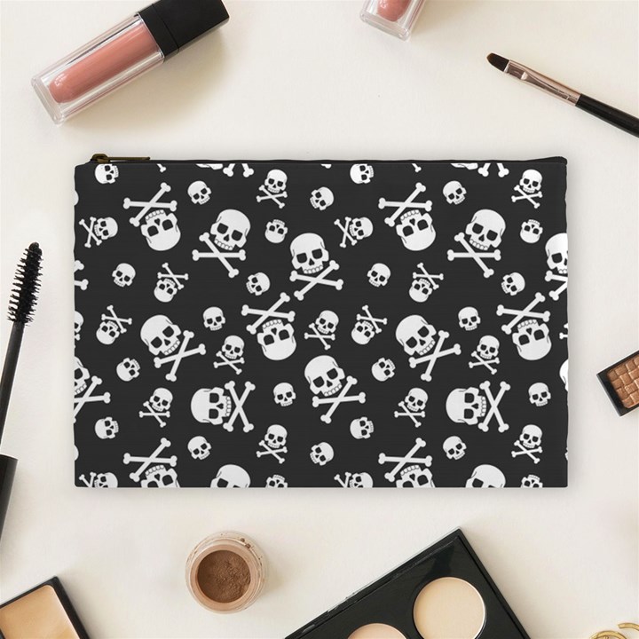 Skull-crossbones-seamless-pattern-holiday-halloween-wallpaper-wrapping-packing-backdrop Cosmetic Bag (Large)