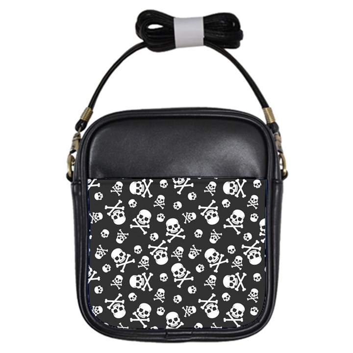 Skull-crossbones-seamless-pattern-holiday-halloween-wallpaper-wrapping-packing-backdrop Girls Sling Bag