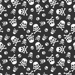 Skull-crossbones-seamless-pattern-holiday-halloween-wallpaper-wrapping-packing-backdrop Play Mat (square) by Ravend