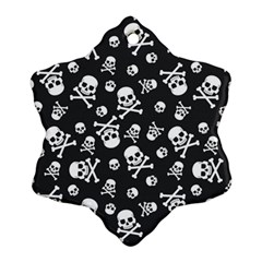 Skull-crossbones-seamless-pattern-holiday-halloween-wallpaper-wrapping-packing-backdrop Ornament (snowflake) by Ravend