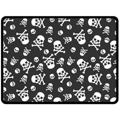 Skull-crossbones-seamless-pattern-holiday-halloween-wallpaper-wrapping-packing-backdrop Two Sides Fleece Blanket (large) by Ravend