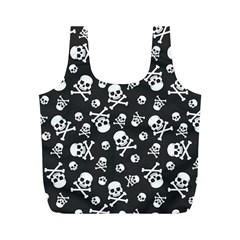 Skull-crossbones-seamless-pattern-holiday-halloween-wallpaper-wrapping-packing-backdrop Full Print Recycle Bag (m) by Ravend