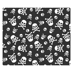 Skull-crossbones-seamless-pattern-holiday-halloween-wallpaper-wrapping-packing-backdrop Two Sides Premium Plush Fleece Blanket (small) by Ravend