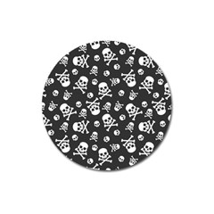 Skull-crossbones-seamless-pattern-holiday-halloween-wallpaper-wrapping-packing-backdrop Magnet 3  (round) by Ravend