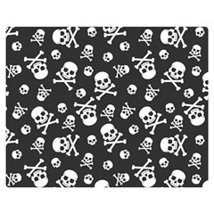 Skull-crossbones-seamless-pattern-holiday-halloween-wallpaper-wrapping-packing-backdrop Premium Plush Fleece Blanket (medium) by Ravend