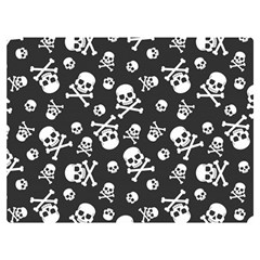 Skull-crossbones-seamless-pattern-holiday-halloween-wallpaper-wrapping-packing-backdrop Two Sides Premium Plush Fleece Blanket (extra Small) by Ravend