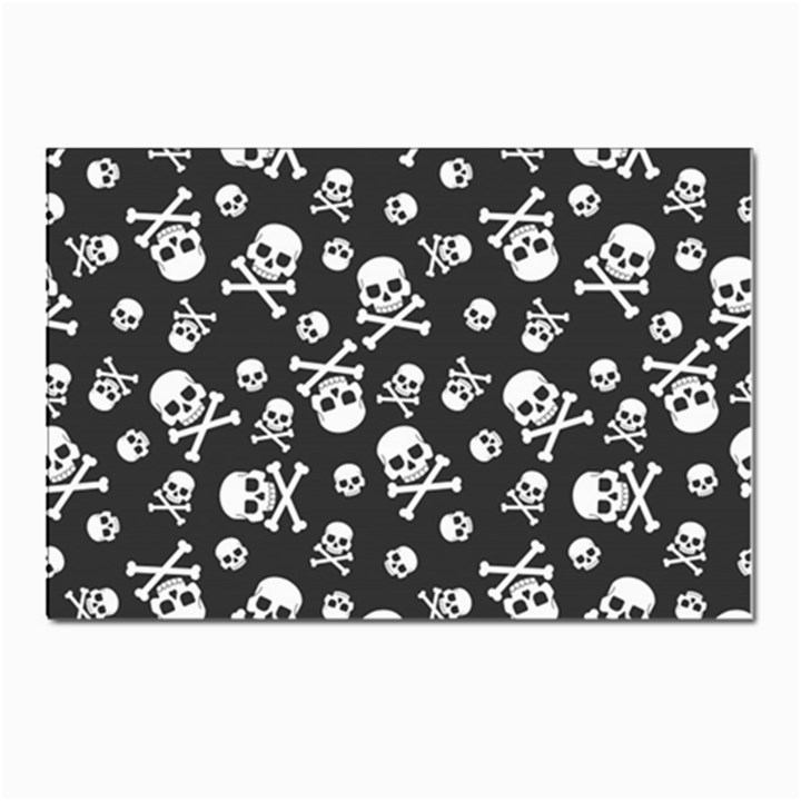 Skull-crossbones-seamless-pattern-holiday-halloween-wallpaper-wrapping-packing-backdrop Postcard 4 x 6  (Pkg of 10)