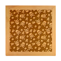 Skull-crossbones-seamless-pattern-holiday-halloween-wallpaper-wrapping-packing-backdrop Wood Photo Frame Cube by Ravend