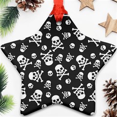 Skull-crossbones-seamless-pattern-holiday-halloween-wallpaper-wrapping-packing-backdrop Star Ornament (two Sides) by Ravend