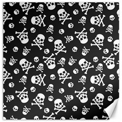 Skull-crossbones-seamless-pattern-holiday-halloween-wallpaper-wrapping-packing-backdrop Canvas 16  X 16  by Ravend