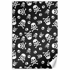 Skull-crossbones-seamless-pattern-holiday-halloween-wallpaper-wrapping-packing-backdrop Canvas 24  X 36  by Ravend