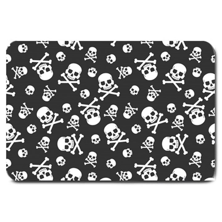 Skull-crossbones-seamless-pattern-holiday-halloween-wallpaper-wrapping-packing-backdrop Large Doormat