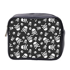 Skull-crossbones-seamless-pattern-holiday-halloween-wallpaper-wrapping-packing-backdrop Mini Toiletries Bag (two Sides) by Ravend