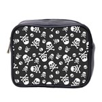 Skull-crossbones-seamless-pattern-holiday-halloween-wallpaper-wrapping-packing-backdrop Mini Toiletries Bag (Two Sides) Front