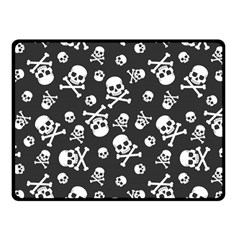 Skull-crossbones-seamless-pattern-holiday-halloween-wallpaper-wrapping-packing-backdrop Fleece Blanket (small) by Ravend