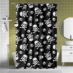 Skull-crossbones-seamless-pattern-holiday-halloween-wallpaper-wrapping-packing-backdrop Shower Curtain 48  X 72  (small)  by Ravend