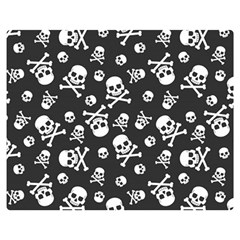 Skull-crossbones-seamless-pattern-holiday-halloween-wallpaper-wrapping-packing-backdrop Two Sides Premium Plush Fleece Blanket (medium) by Ravend