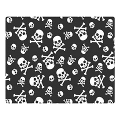 Skull-crossbones-seamless-pattern-holiday-halloween-wallpaper-wrapping-packing-backdrop Premium Plush Fleece Blanket (large) by Ravend