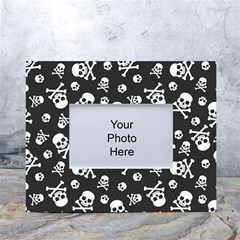 Skull-crossbones-seamless-pattern-holiday-halloween-wallpaper-wrapping-packing-backdrop White Tabletop Photo Frame 4 x6  by Ravend