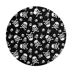 Skull Crossbones Seamless Pattern Holiday-halloween-wallpaper Wrapping Packing Backdrop Round Ornament (two Sides) by Ravend