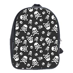 Skull Crossbones Seamless Pattern Holiday-halloween-wallpaper Wrapping Packing Backdrop School Bag (large) by Ravend