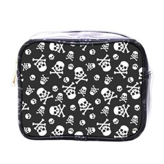 Skull Crossbones Seamless Pattern Holiday-halloween-wallpaper Wrapping Packing Backdrop Mini Toiletries Bag (one Side) by Ravend