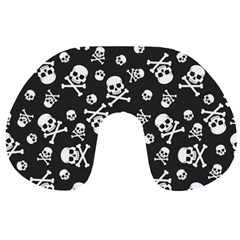 Skull Crossbones Seamless Pattern Holiday-halloween-wallpaper Wrapping Packing Backdrop Travel Neck Pillow by Ravend