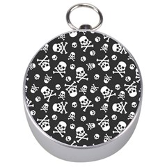 Skull Crossbones Seamless Pattern Holiday-halloween-wallpaper Wrapping Packing Backdrop Silver Compasses by Ravend