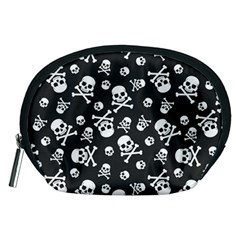 Skull Crossbones Seamless Pattern Holiday-halloween-wallpaper Wrapping Packing Backdrop Accessory Pouch (medium) by Ravend