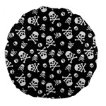 Skull Crossbones Seamless Pattern Holiday-halloween-wallpaper Wrapping Packing Backdrop Large 18  Premium Flano Round Cushions Back