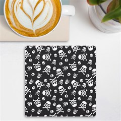 Skull Crossbones Seamless Pattern Holiday-halloween-wallpaper Wrapping Packing Backdrop Uv Print Square Tile Coaster  by Ravend