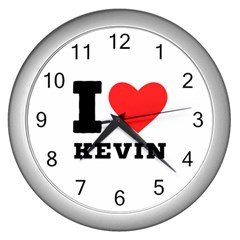 I Love Kevin Wall Clock (silver) by ilovewhateva