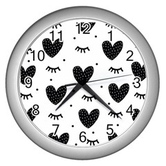 Hearts-57 Wall Clock (silver) by nateshop