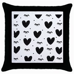 Hearts-57 Throw Pillow Case (black) by nateshop