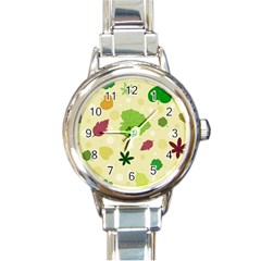 Leaves-140 Round Italian Charm Watch by nateshop