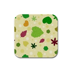 Leaves-140 Rubber Square Coaster (4 Pack) by nateshop