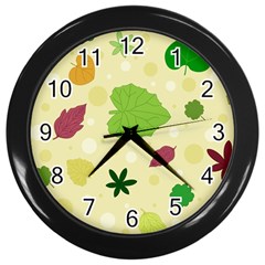 Leaves-140 Wall Clock (black) by nateshop