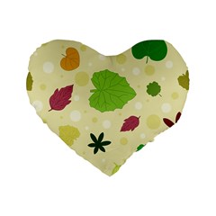 Leaves-140 Standard 16  Premium Flano Heart Shape Cushions by nateshop