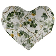 Leaves-142 Large 19  Premium Flano Heart Shape Cushions by nateshop