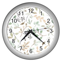 Leaves-147 Wall Clock (silver)