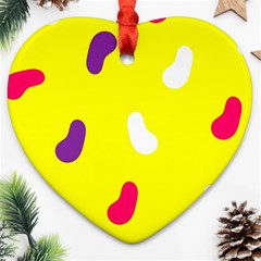 Pattern-yellow - 1 Heart Ornament (two Sides)