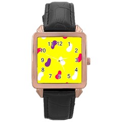 Pattern-yellow - 1 Rose Gold Leather Watch  by nateshop